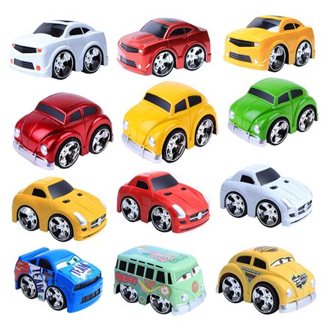 Miarhb Pull Back Car 12 Pack Mini Plastic Vehicle Set Car Toys For