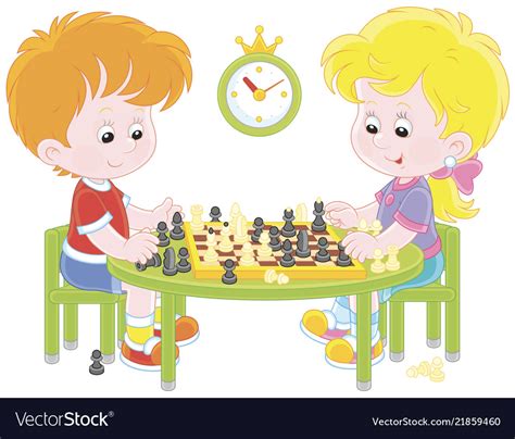 Children Playing Chess Royalty Free Vector Image
