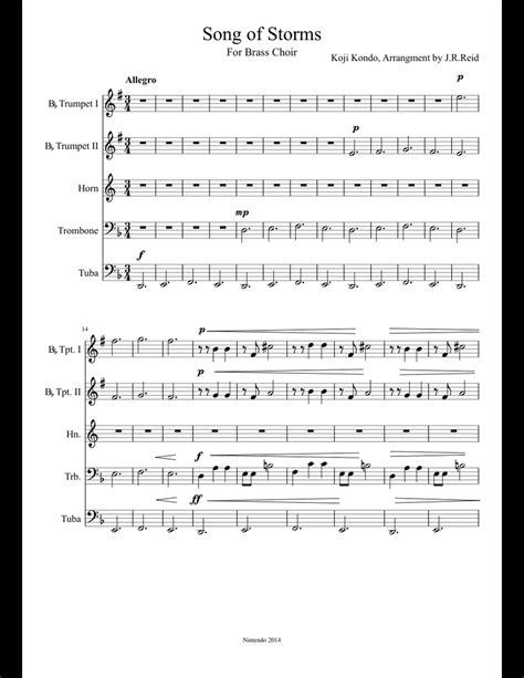 100%(1)100% found this document useful (1 vote). Song Of Storms sheet music for Trumpet, French Horn, Trombone, Tuba download free in PDF or MIDI