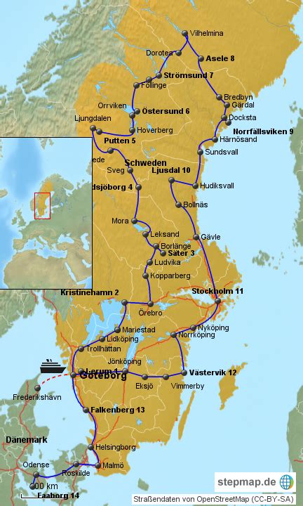 Stepmap Rundreise Schweden 2014 Landkarte Für Schweden