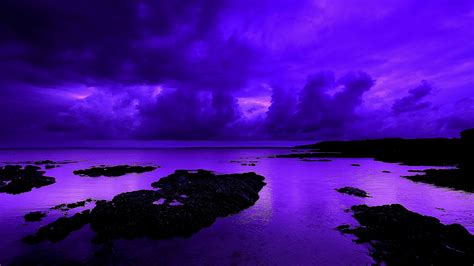 Purple Beach With Cloudy Sky During Sunset Hd Purple Wallpapers Hd