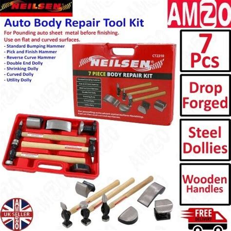 Neilsen 7pc Panel Beating Kitauto Body Repair Tool Kit Hammers Dolly