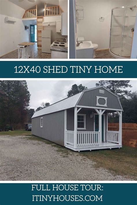 12x40 Tiny Home Has Main Floor Bedroom And Welcoming Style Shed To