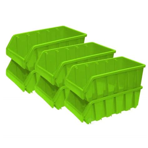 Basicwise 18 Qt Plastic Storage Stacking Bins In Green Pack Of 6