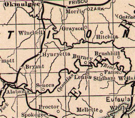 Creek Nation Indian Territory 1903 1905 Map Reprint