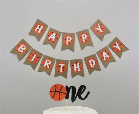 Basketball Birthday Banner Basketball Theme Happy Birthday Etsy