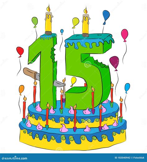 15th Birthday Cake Cartoon
