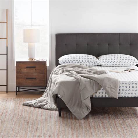 Tara square tufted upholstered platform bed $228.99. Brookside Cara Upholstered Platform Bed Frame with Square ...