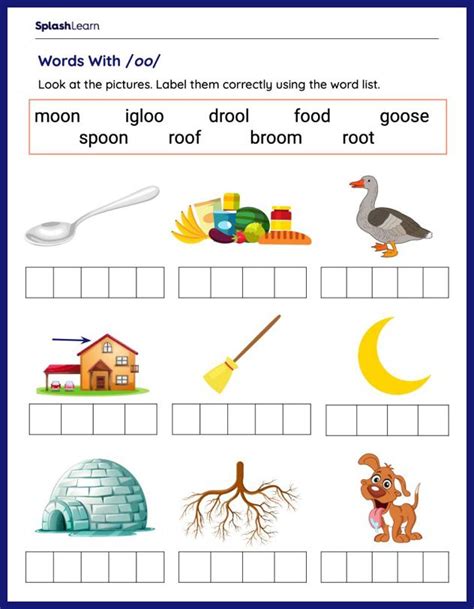 Words With Oo Worksheets For 1st Graders Online Splashlearn