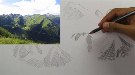 Apprendre à dessiner un paysage. La ligne à placer pour dessiner les montagnes - YouTube