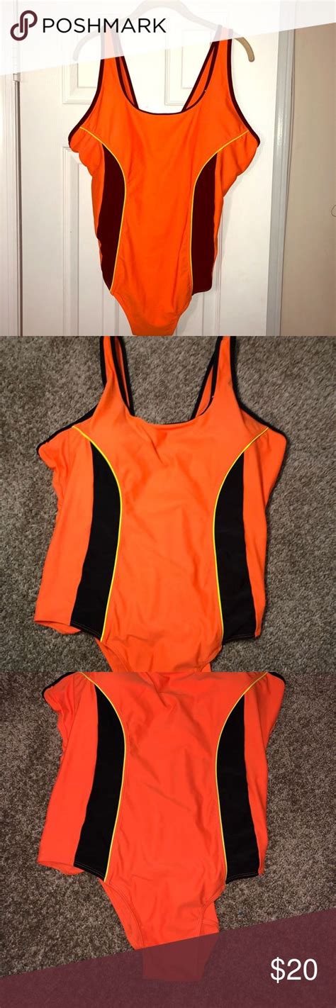 Neon Orange 1 Piece Plus Size Swimsuit Plus Size Swimsuits Plus Size