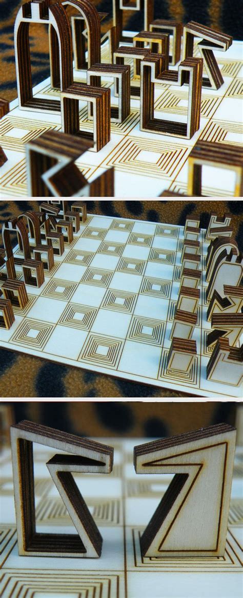 Un design di scacchi moderno elabora. Silhouette Chess Set. | Modern chess set, Chess set unique ...