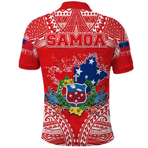 Toa Samoa Polynesian Rugby Polo Shirt Samoan Flag Red Color Lt9