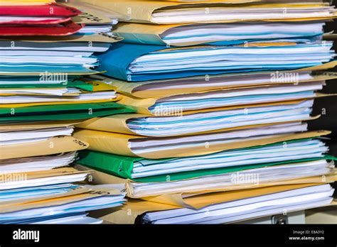 Files In Office On Shelves Stacked Colour Offices Files Stock Photo Alamy