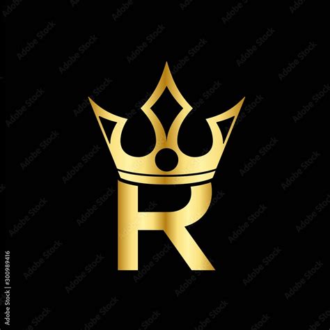 Gold Icon Letter R Logo Crown Of Kings And Queens With The Logo Icon R