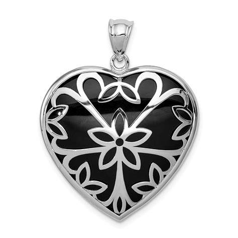 Sterling Silver Onyx Heart Pendant Ebay