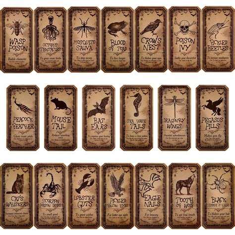 80 Pieces Creepy Halloween Animal Apothecary Bottle Labels Stickers