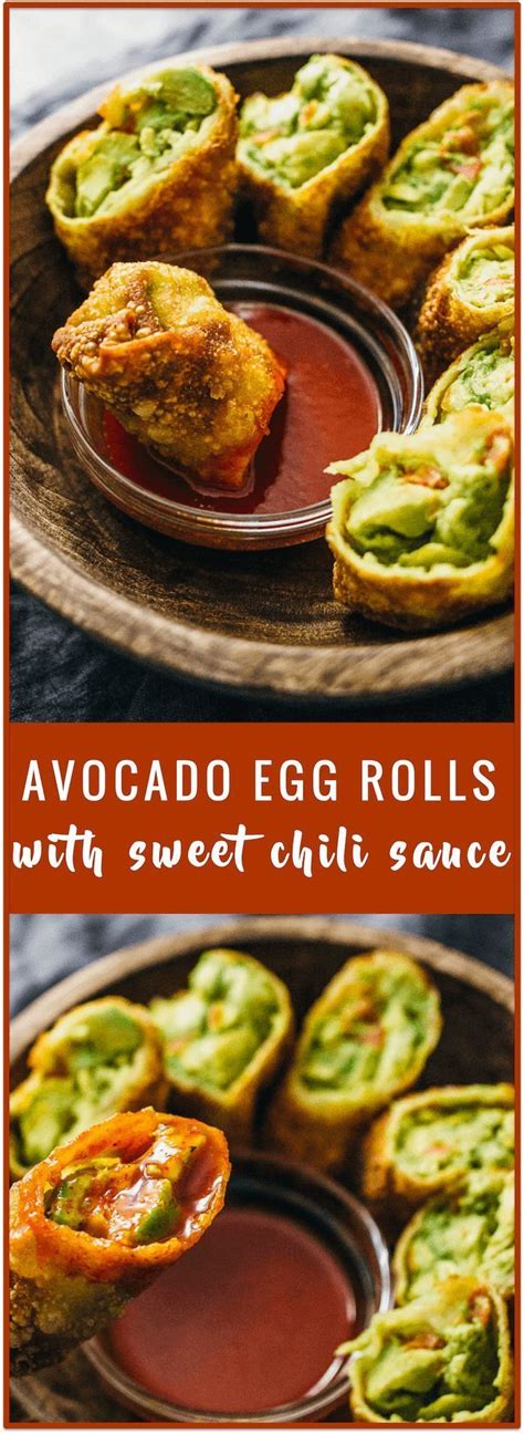 Avocado egg rolls with sweet chili sauce (vegan) - These ...