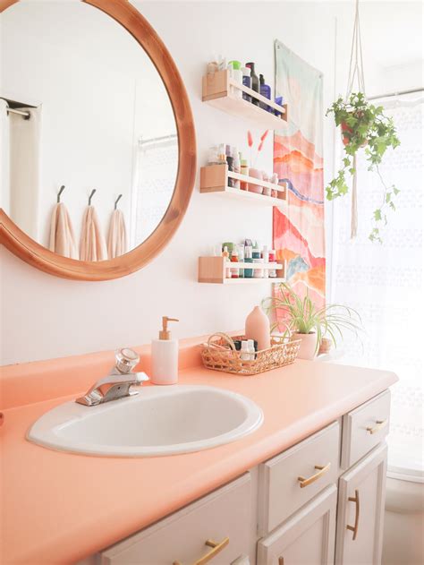 Post In 2020 Boho Bathroom Peach Bathroom Bathroom Styling