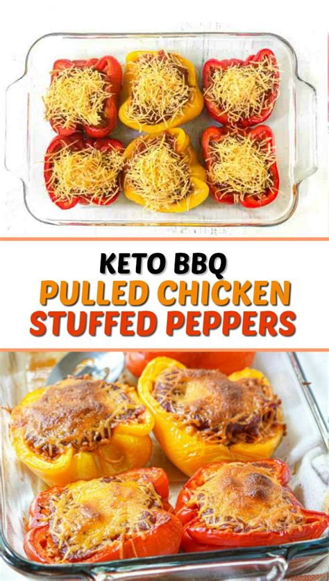 Keto Bbq Shredded Chicken Stuffed Peppers With Low Carb Bbq Sauce