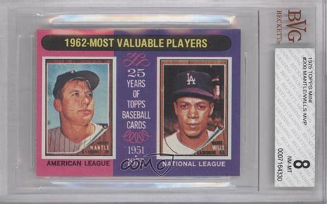 1975 Topps 200 1962 Most Valuable Players Mickey Mantle Maury Wills