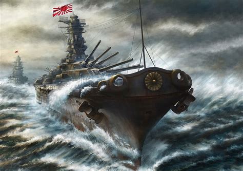 Ww2 Imperial Japanese Fleet Battleship Yamato Poster Print Ebay