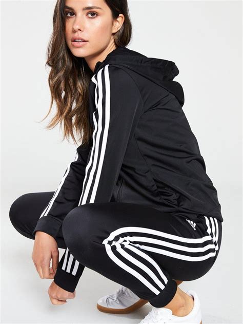 Adidas Adidas 3 Stripe Tracksuit Black Size L Women Black L