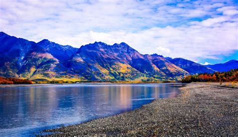 Knik River Alaska River Mountain Landscape Autumn Wallpaper 2942x1699