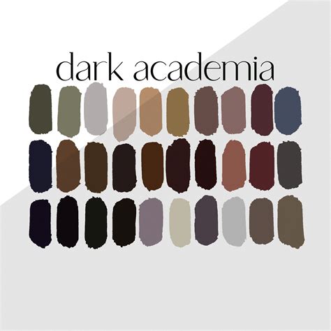 Dark Academia Color Palette For Procreate Adobe Illustrator Etsy