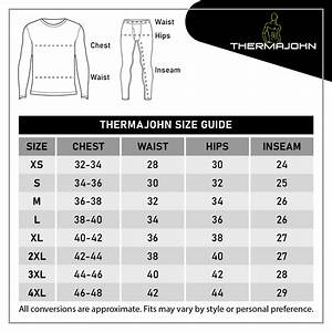 Men 39 S Thermal Set Size Chart Thermajohn