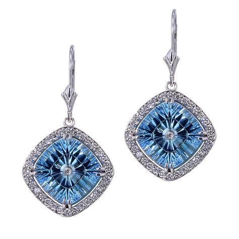 Blue Topaz Halo Earrings Jewelry Designs