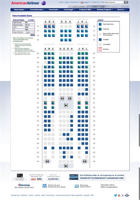 W Y Main Cabin Seat Map Of American Airlines Er Flickr