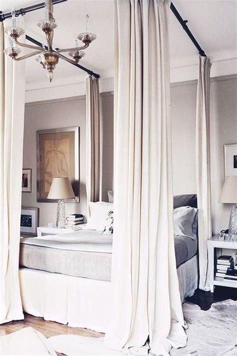 In this case, the curtains can't be drawn around the bed, but you definitely get that romantic look. Huge Canopy Bed & Frame Attached To The Ceiling And ...