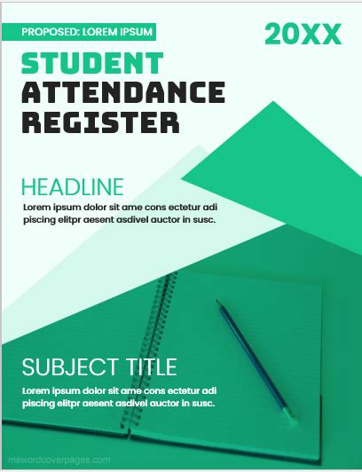 Student Attendance Register Cover Pages Download And Edit