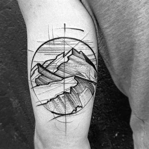 50 Geometric Mountain Tattoo Designs For Men Geometry Ink Ideas