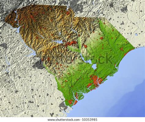 South Carolina Shaded Relief Map Shows Stock Illustration 10353985 Shutterstock