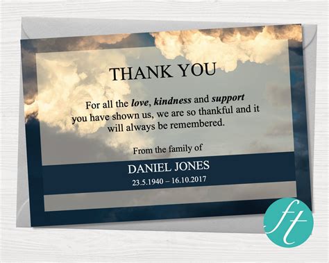 Sky Funeral Thank You Card Funeral Templates Reviews On Judgeme