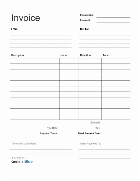 Blank Invoice Template in Word Printable