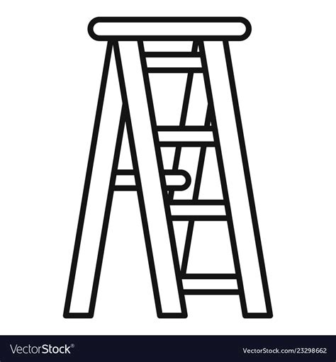 Wooden Ladder Icon Outline Style Royalty Free Vector Image