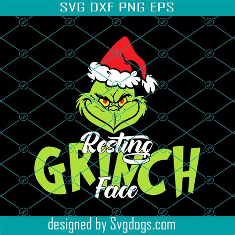 Resting Grinch Face Svg Christmas Svg Grinch Svg Svg Eps Dxf Png