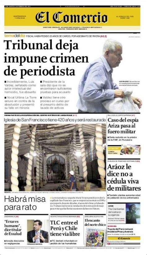 Agencias autorizadas del diario el comercio en lima, atv noticias 20 de julio2010, noticias sobre herencias años 60, noticias de japon en español ultimas. Periódico Comercio (Perú). Periódicos de Perú. Edición de ...
