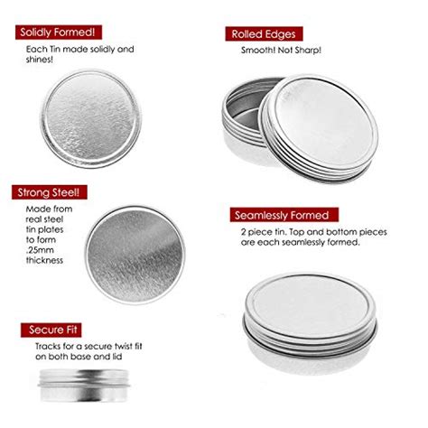 Mimi Pack 24 Pack Tins 4 Oz Shallow Round Tins With Solid Screw Lids