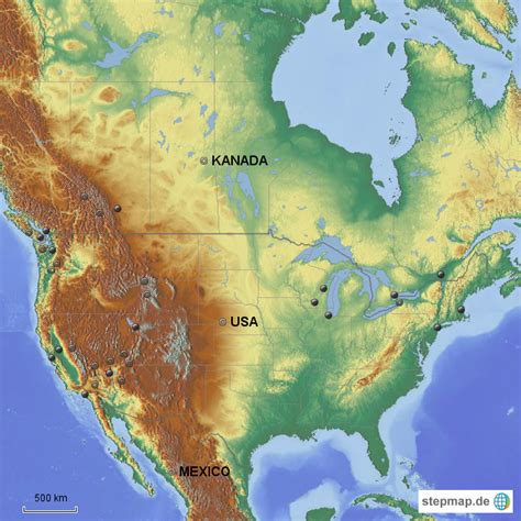 Cookies help us improve our web content and deliver a personalized experience. StepMap - USA KANADA Relief - Landkarte für Deutschland