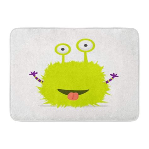 Looking to make a diy bath mat for your bathroom? SIDONKU Green Cute Funny Monster Cartoon Purple Alien ...