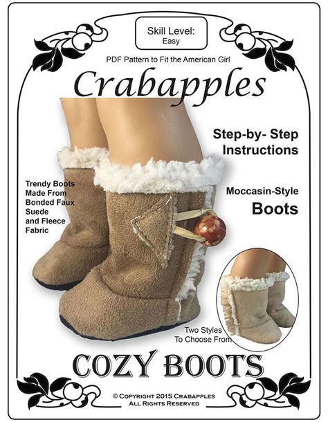 Crabapples Cozy Boots Doll Clothes Pattern 18 Inch American Girl® Dolls Pixie Faire