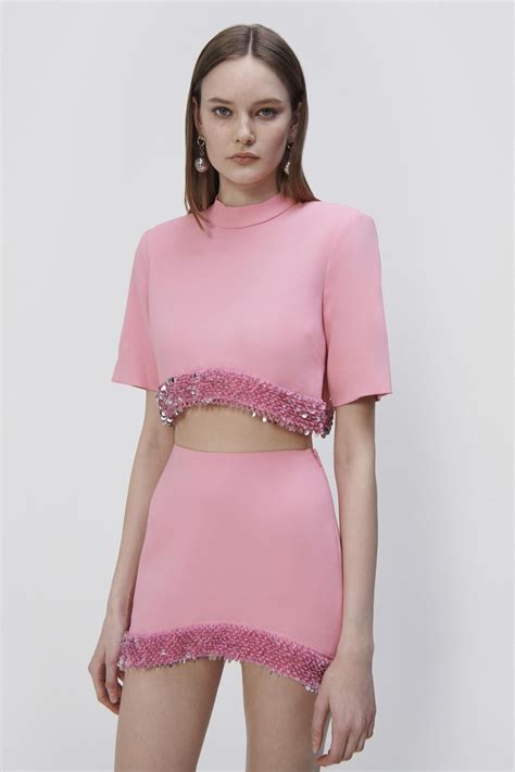 pre spring 2023 ready to wear the dua embellished mini skirt in ﻿taffy ﻿mini length a line
