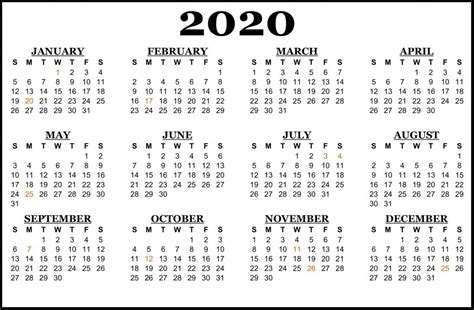 Free Printable South African Calendar Template 2020 Gambaran