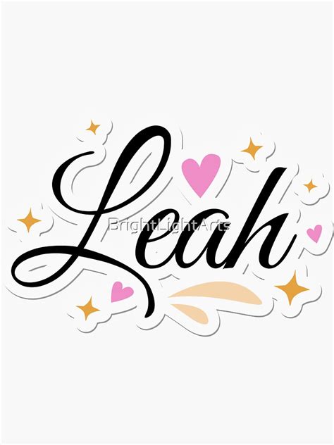 Leah Name Cute Design Sticker For Sale By Brightlightarts Redbubble