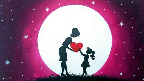 How to draw for kids step by step easy! Easy Mother's Day moonlight Drawing for beginners ...