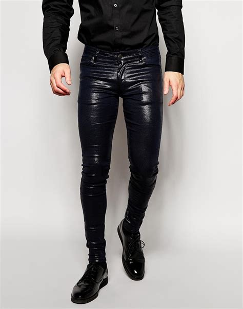 Shiny Black Skinny Jeans Jeans Am In 2019 Mens Leather Pants Super